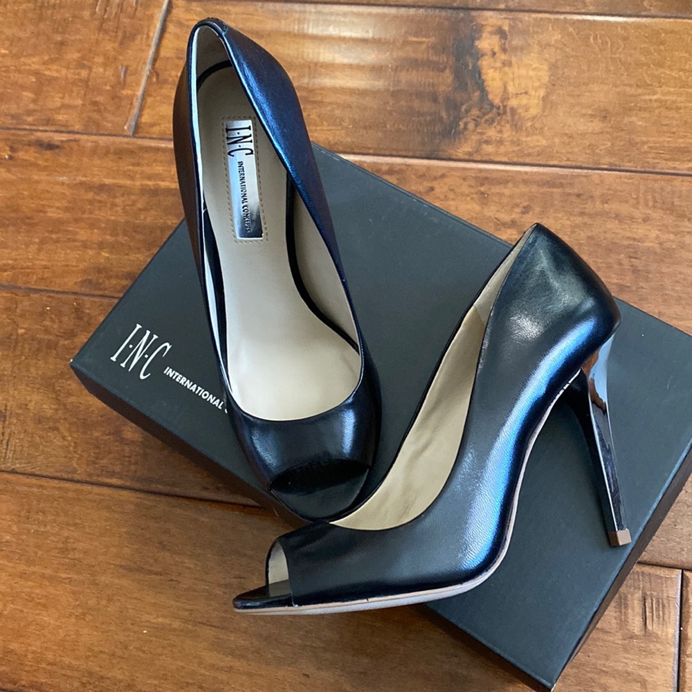 INC International Concepts Black Peep Toe Heels